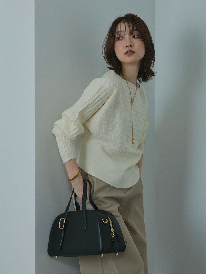 【Allure】[SET]ワンショルケーブル編みニット+ワンショルケーブル編みニット(2set)