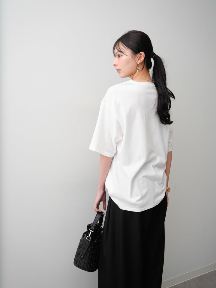 [SET]フォトプリントロゴTEE+アシンメトリーベルトタックワイドパンツ(2set)