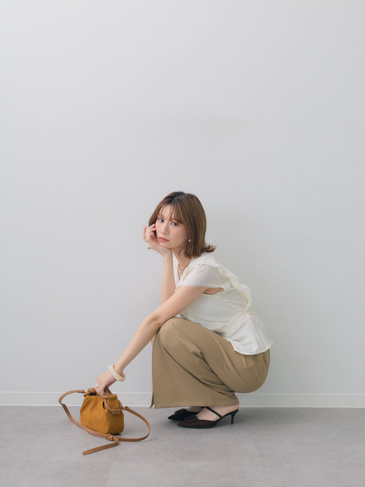 [予約]フリルレースデザインフレンチブラウス/white