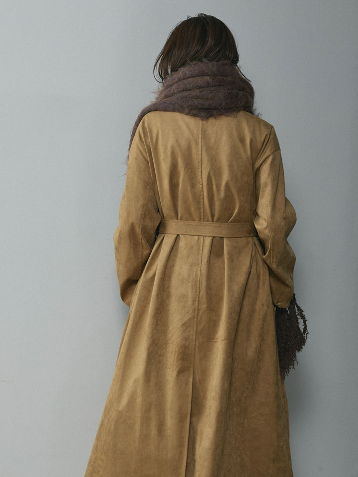 [予約]スウェードハンドステッチロングコート/beige