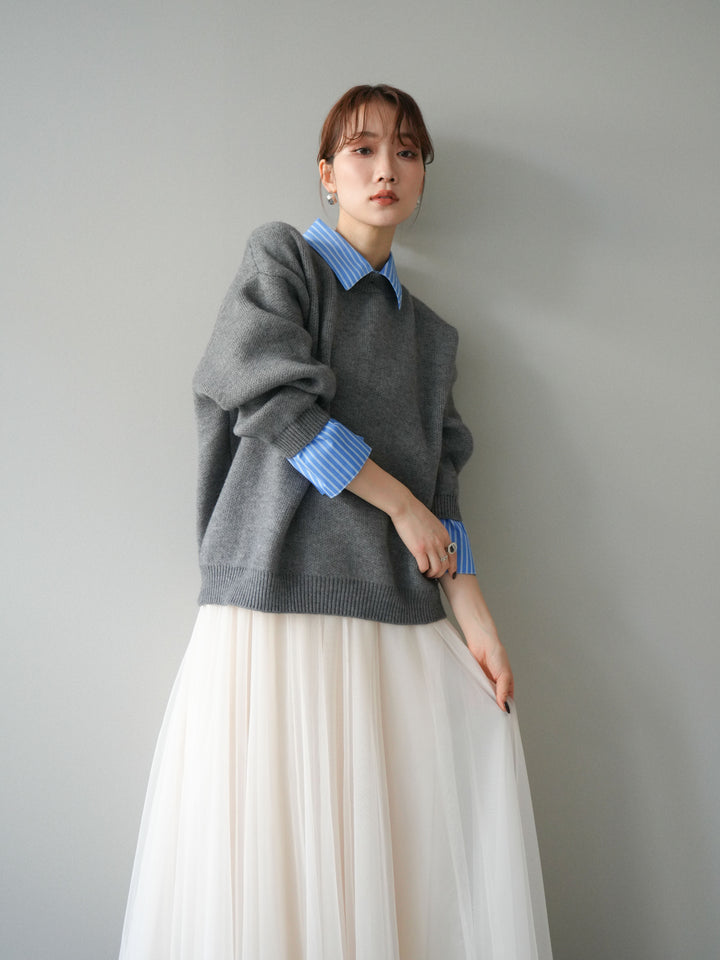 [予約]2WAY襟ニットプルオーバー/gray