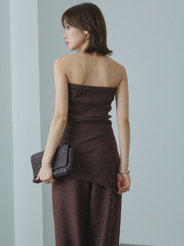 【Allure】[SET]ニットベアトップ＆ワイドパンツSET UP+ニットベアトップ＆ワイドパンツSET UP(2set)