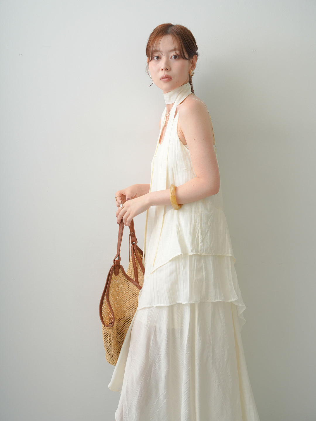 [予約]ラッフルヘムレイヤードキャミワンピース/white