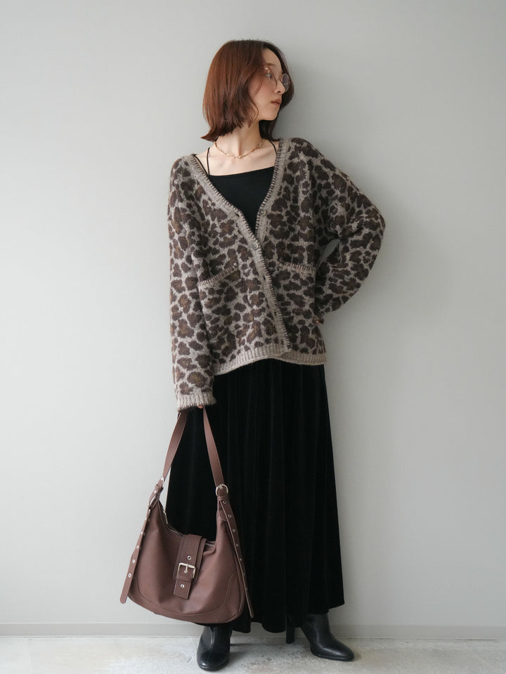 [予約]ベロアフレアスカート/black