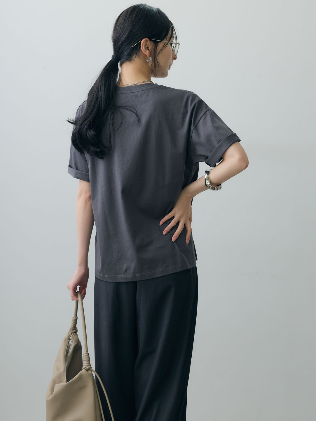 [SET]箔プリントボックスTEE+カフヘムタックコクーンパンツ(2set)