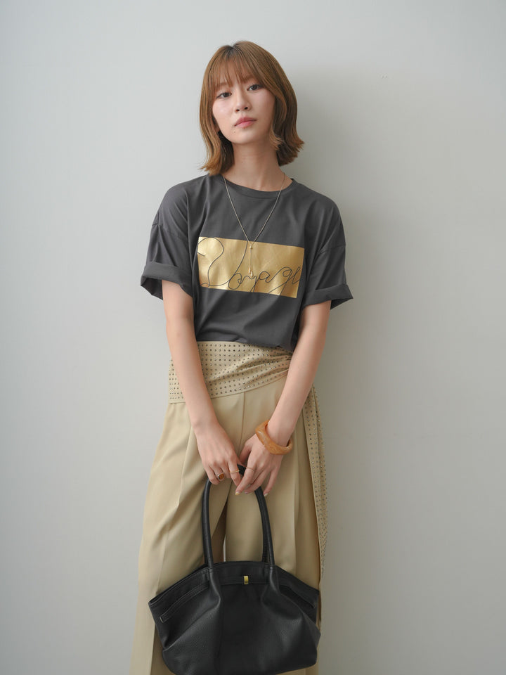 [予約]箔プリントボックスTEE/charcoal