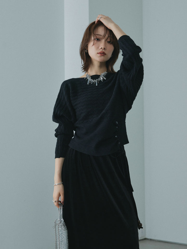 【Allure】[SET]ワンショルケーブル編みニット+ワンショルケーブル編みニット(2set)