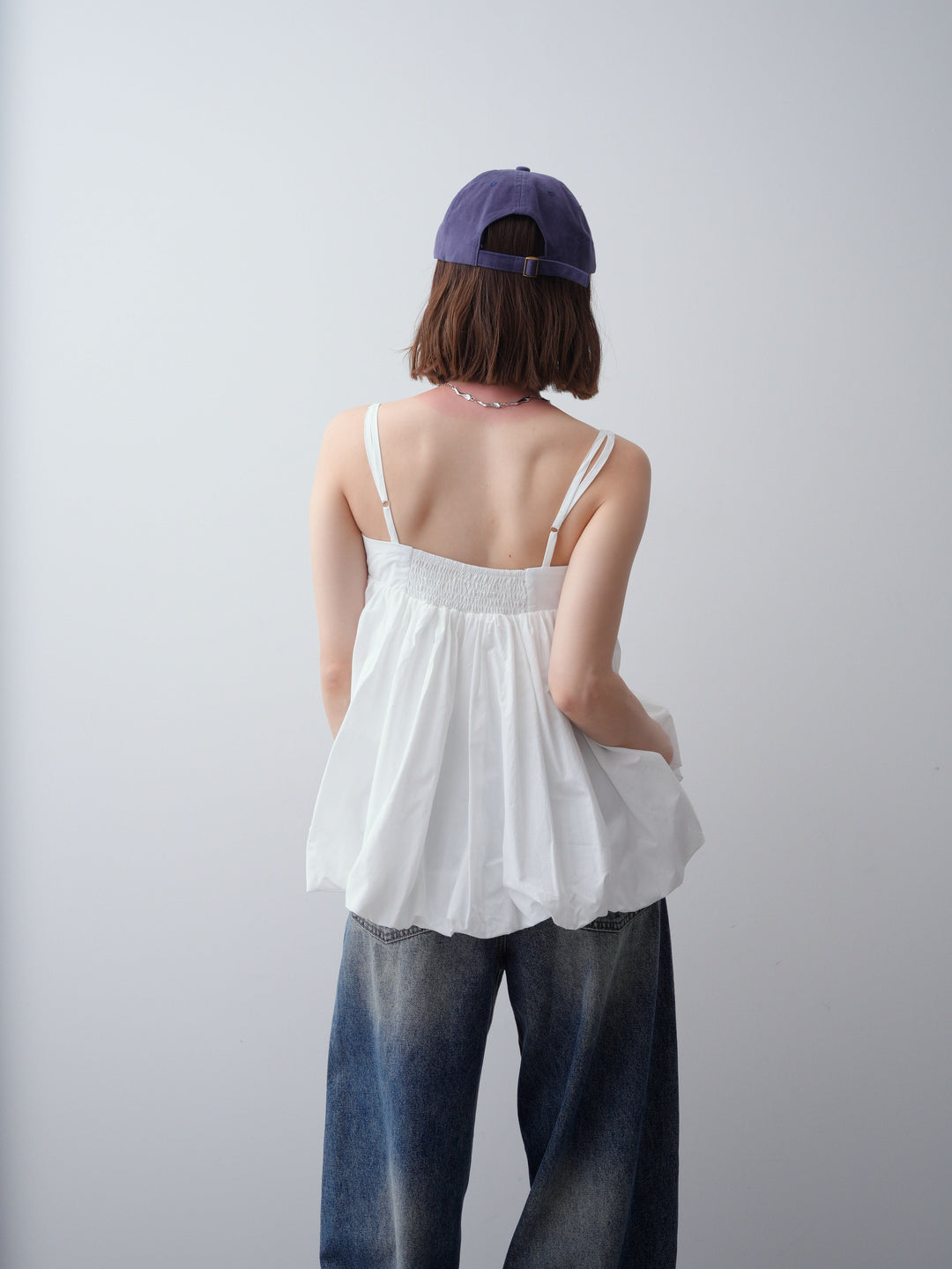[予約]バックル付バルーンキャミトップス/white