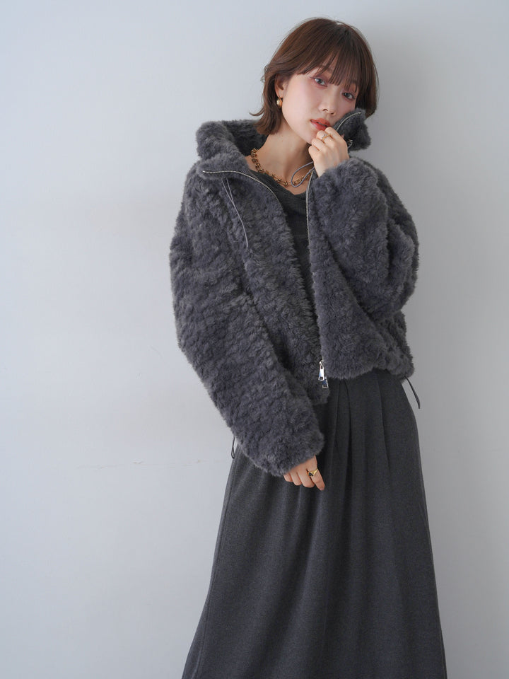 [SET]ショルダーアシメギャザーニットトップス＆ドレープスカートSET UP+選べるアクセセット(2set)