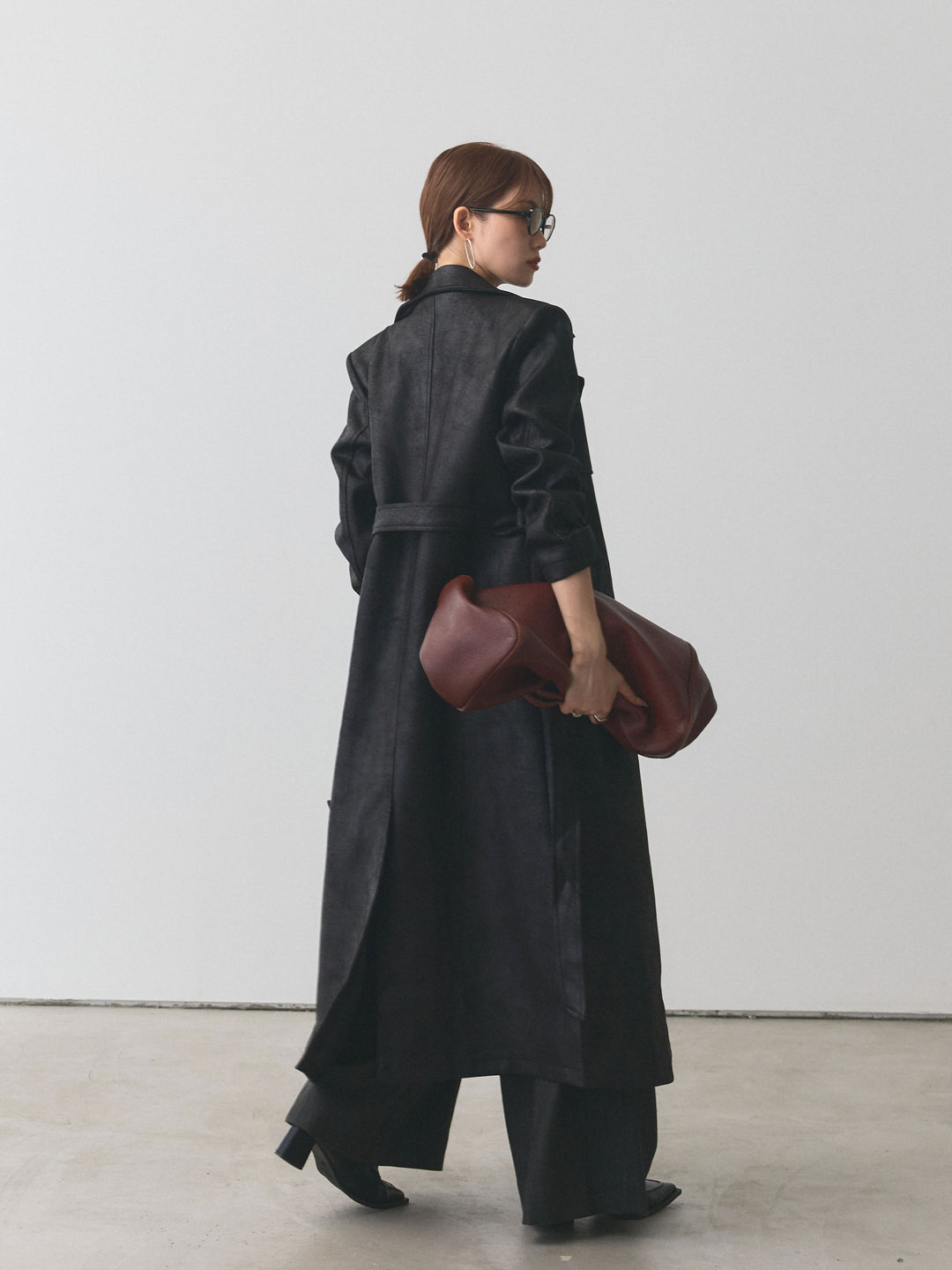 [予約]ウールライクストライプワイドパンツ/グレー