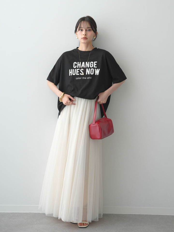 [SET]シアースラブロゴワイドTEE+チュールボリュームスカート(2set)
