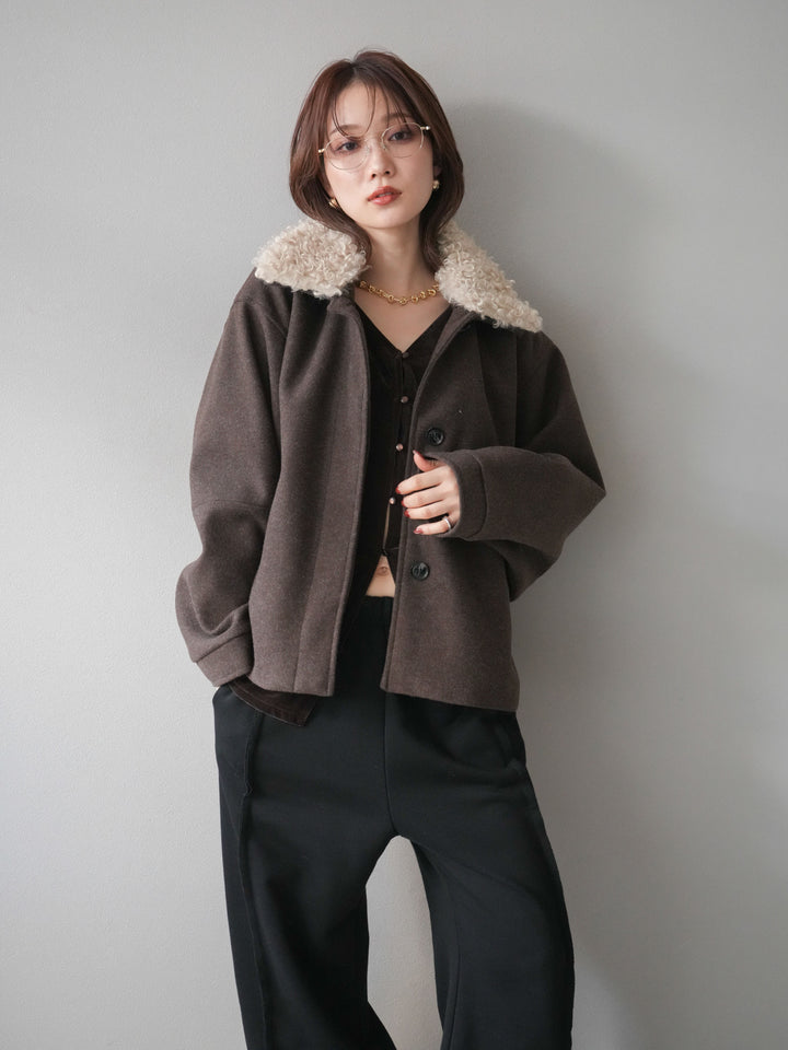 [予約]ロービングボアえりブルゾン/brown