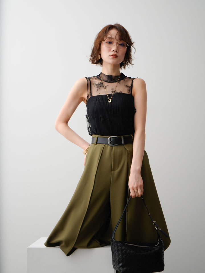[SET]シースルーストレッチレースノースリトップス+シースルーストレッチレースノースリトップス(2set)