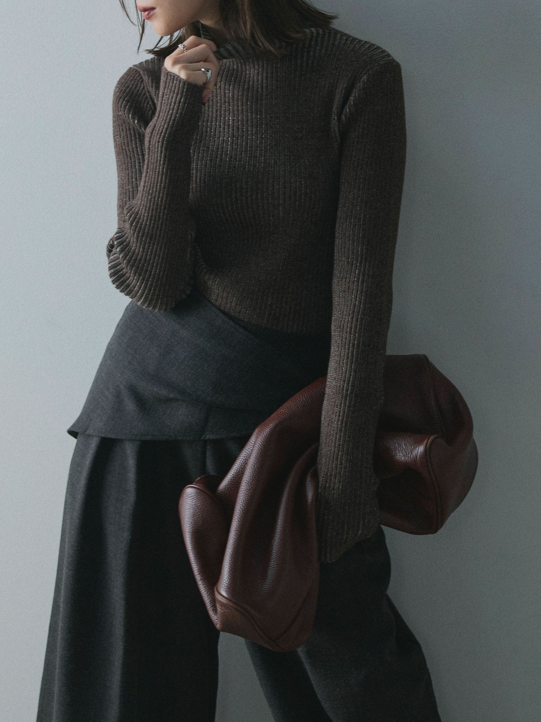 【Allure】[SET]プレーティングハイネックプルオーバー+プレーティングハイネックプルオーバー(2set)