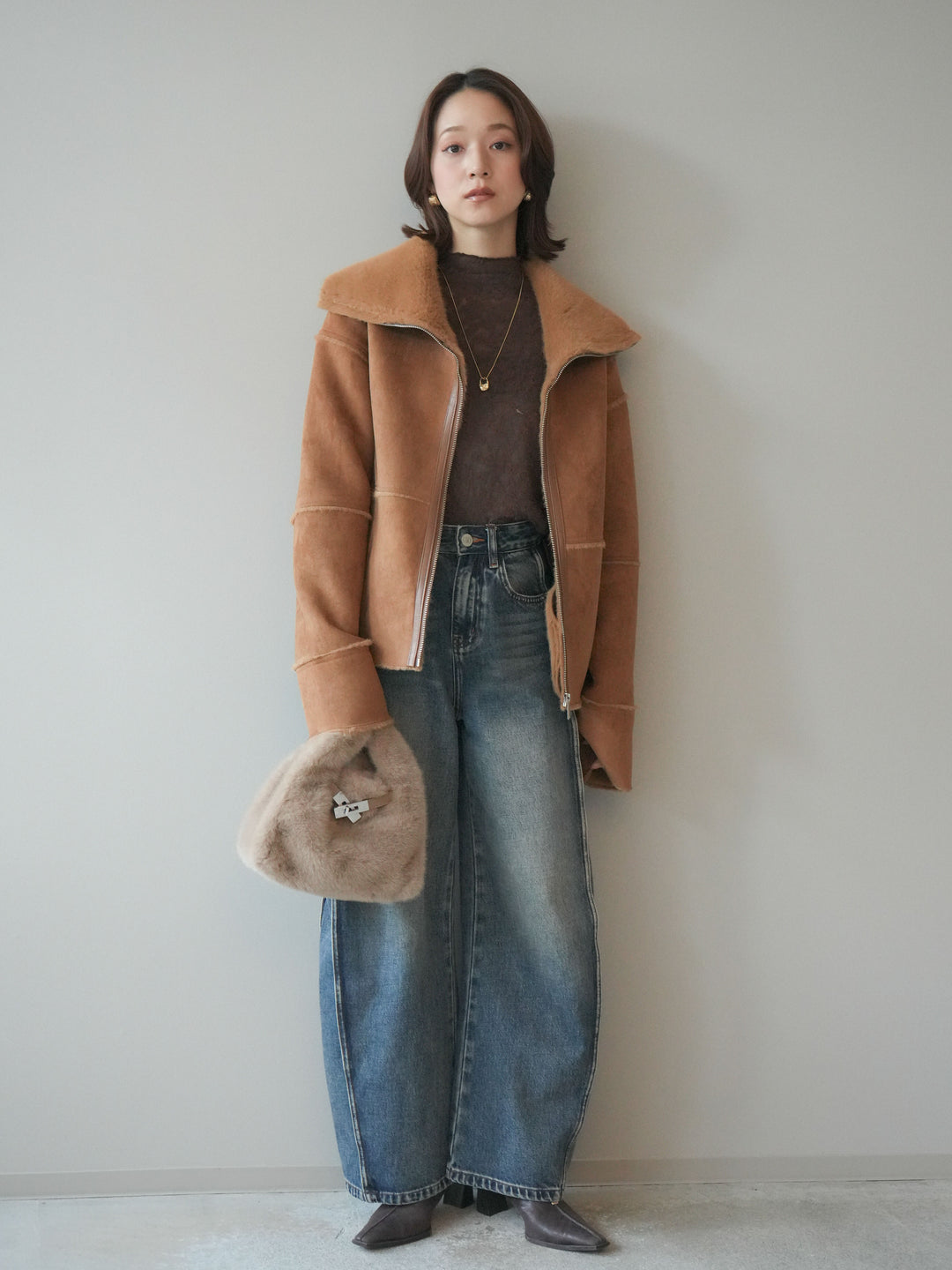 [予約]サイド切替カーブデニムパンツ/blue