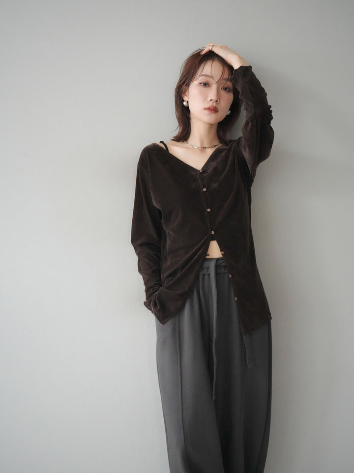 [予約]ベロアカーディガン/brown