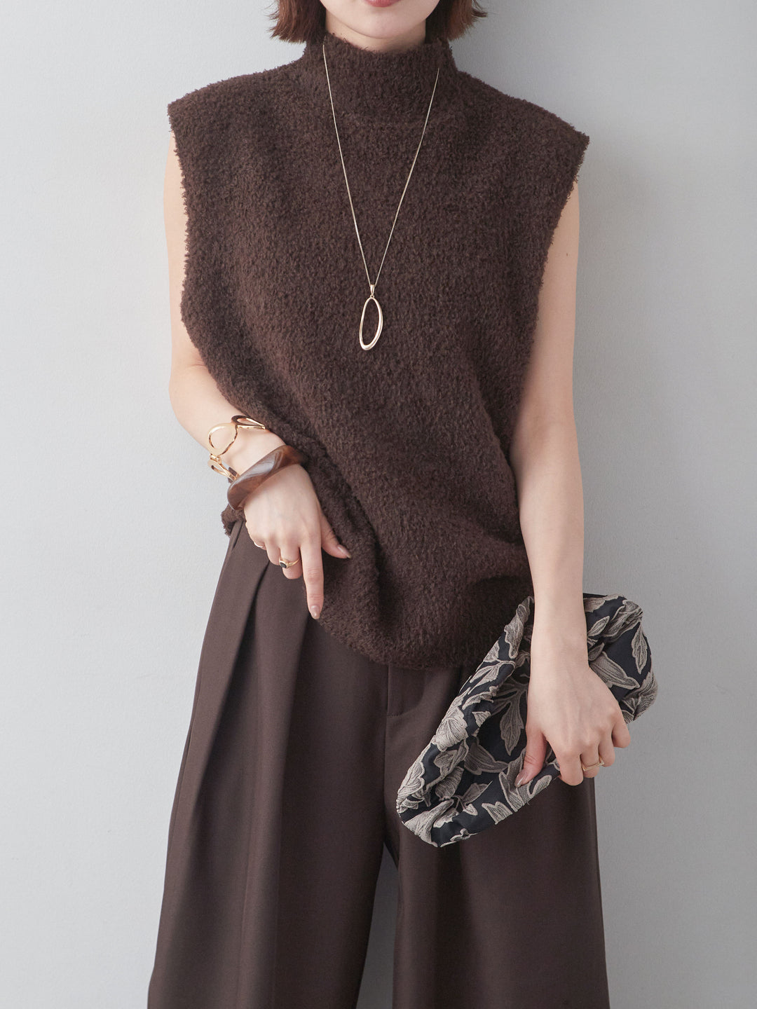 [予約]テディハイネックノースリベスト/brown