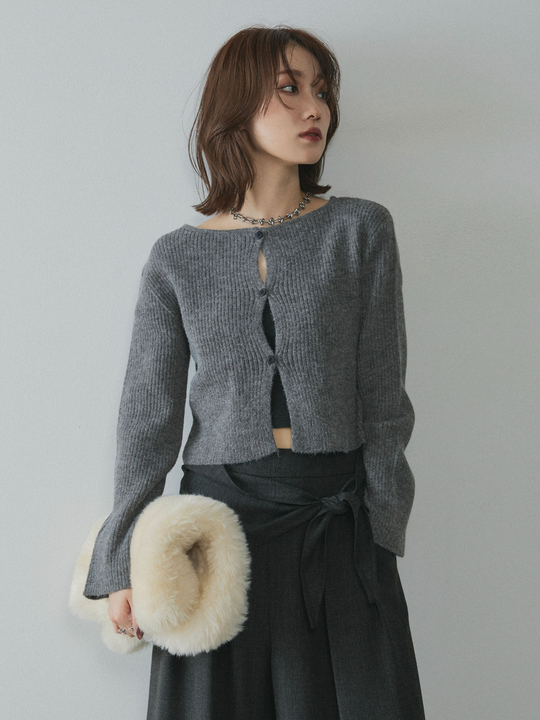 【Allure】[SET]デザインショートニットカーディガン+デザインショートニットカーディガン(2set)