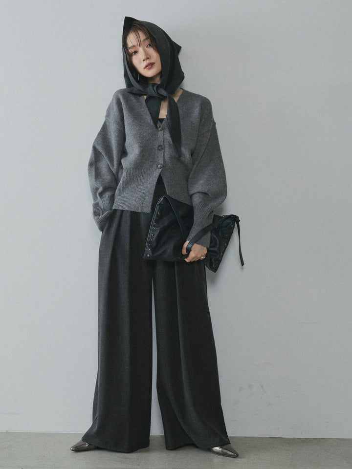 [予約]スカーフ付ワイドパンツ/black