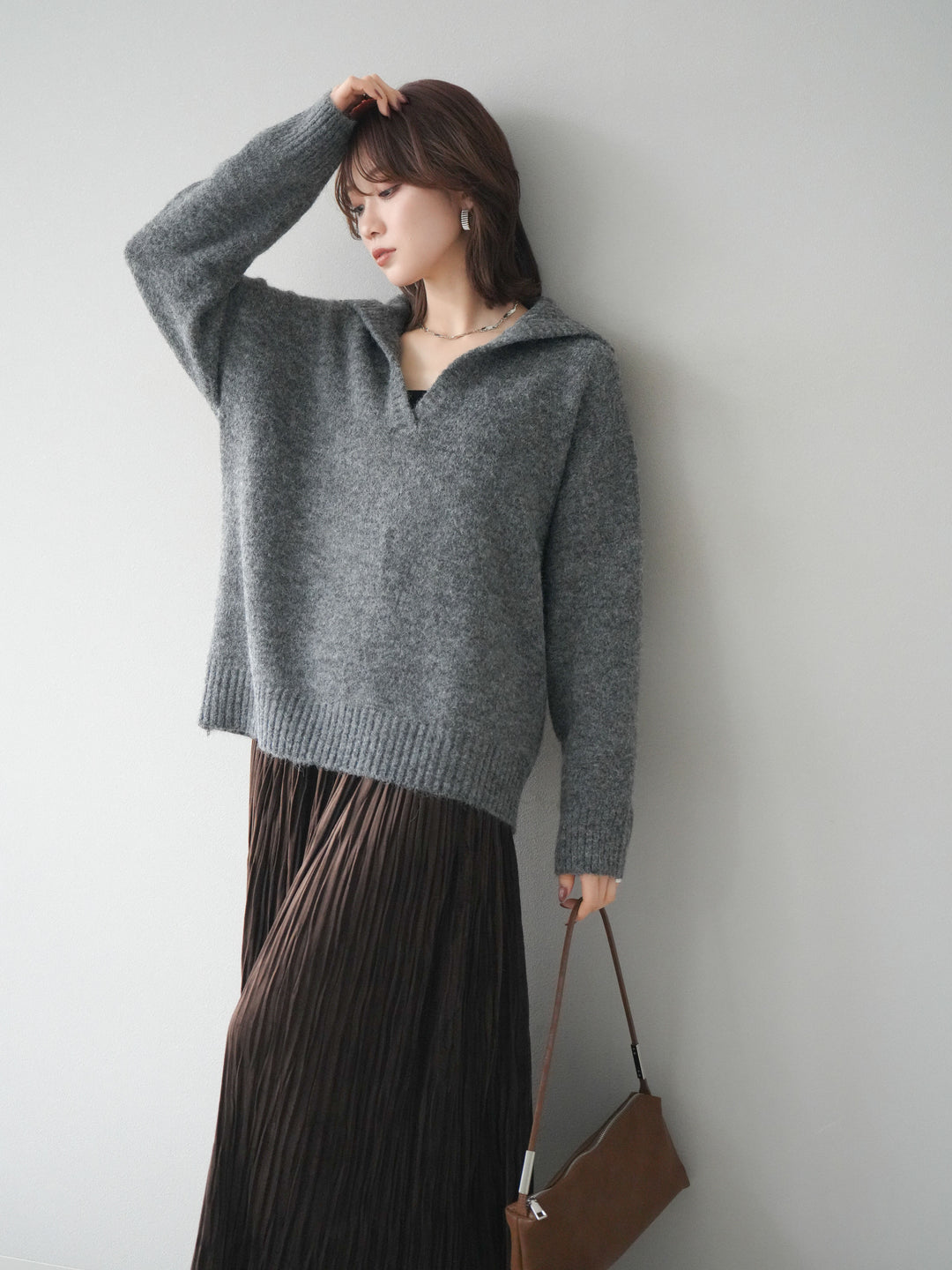 [SET]スキッパーニットプルオーバー+選べるアクセセット(2set)