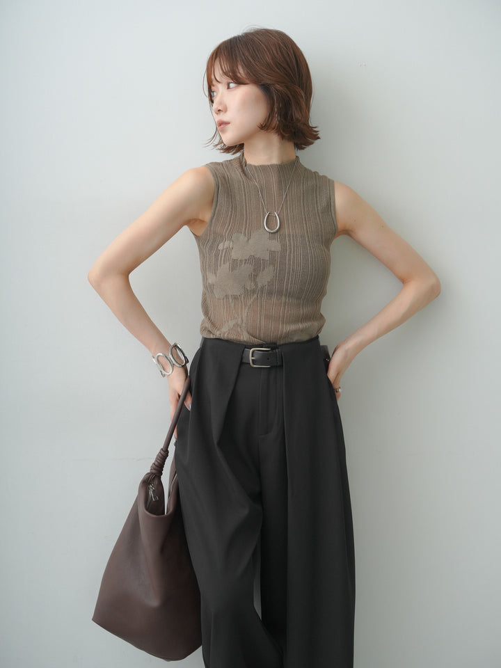[予約]フラワーシアーランダムリブノースリトップス/khaki