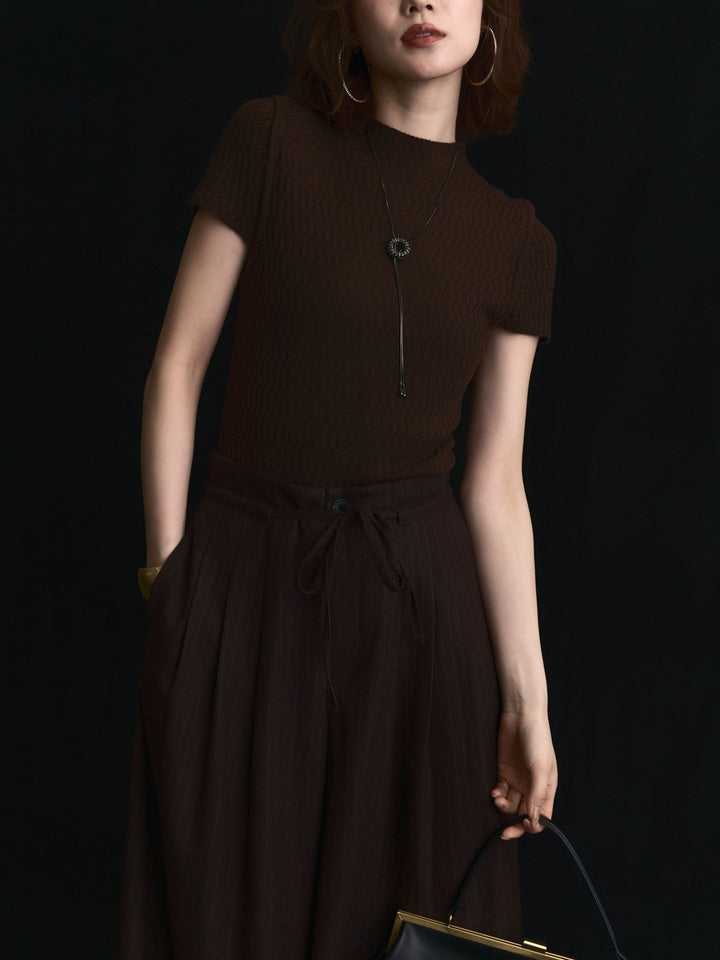 【Allure】[SET]デザインリブハーフニットトップス+デザインリブハーフニットトップス(2set)