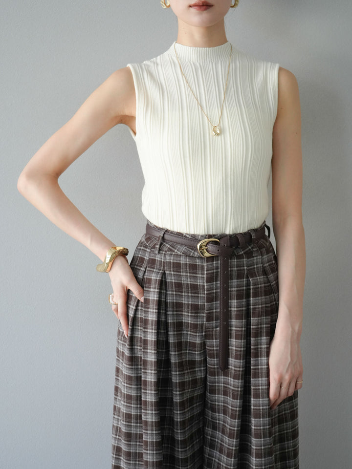 [予約]スリーブレスランダムリブニットトップス/アイボリー