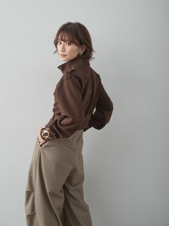 [SET]ナポレオンスウェットブルゾン+ベルトループカーブタックワイドパンツ(2set)