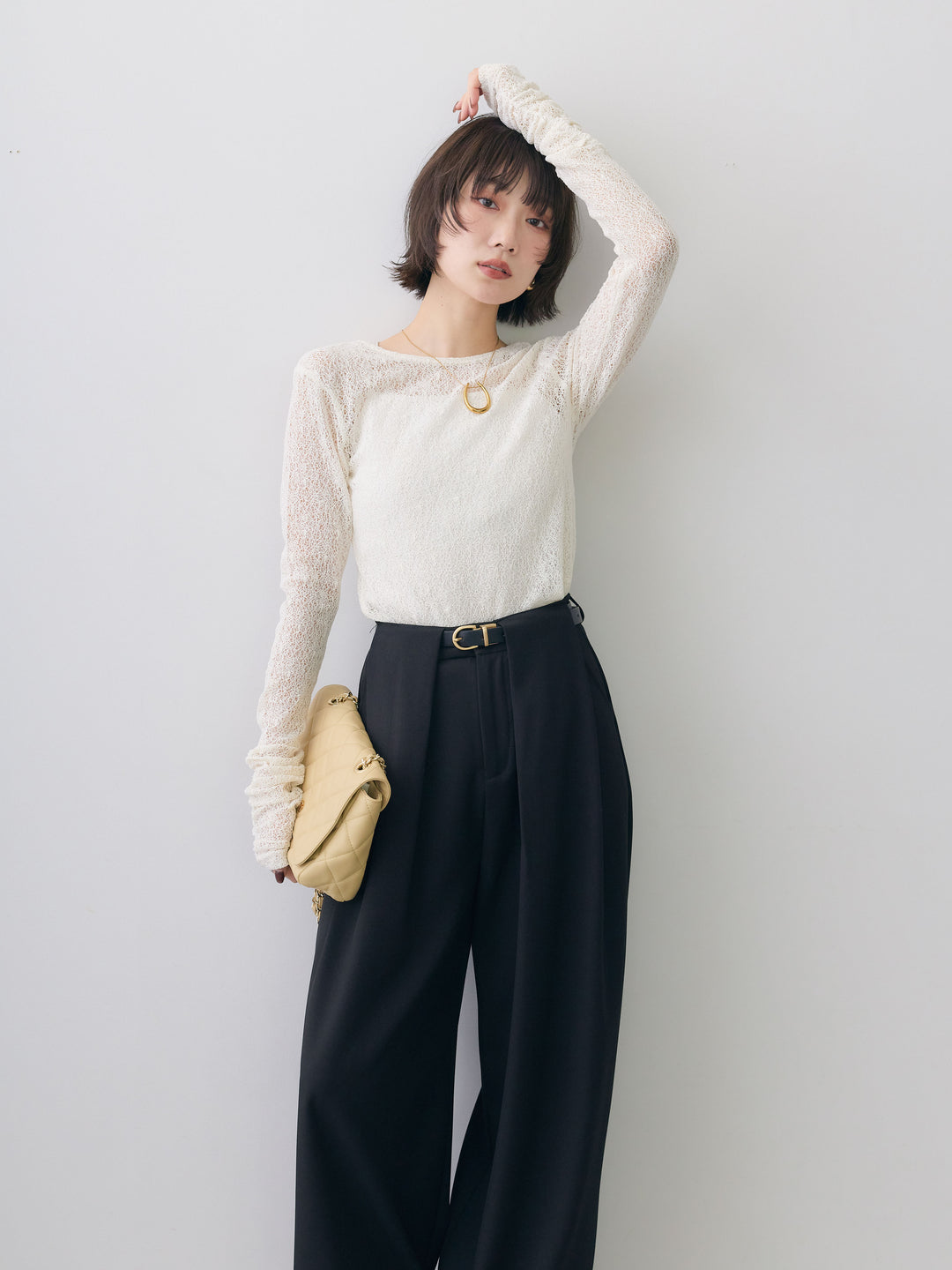 [SET]メッシュレースバックオープントップス+選べるアクセセット(2set)