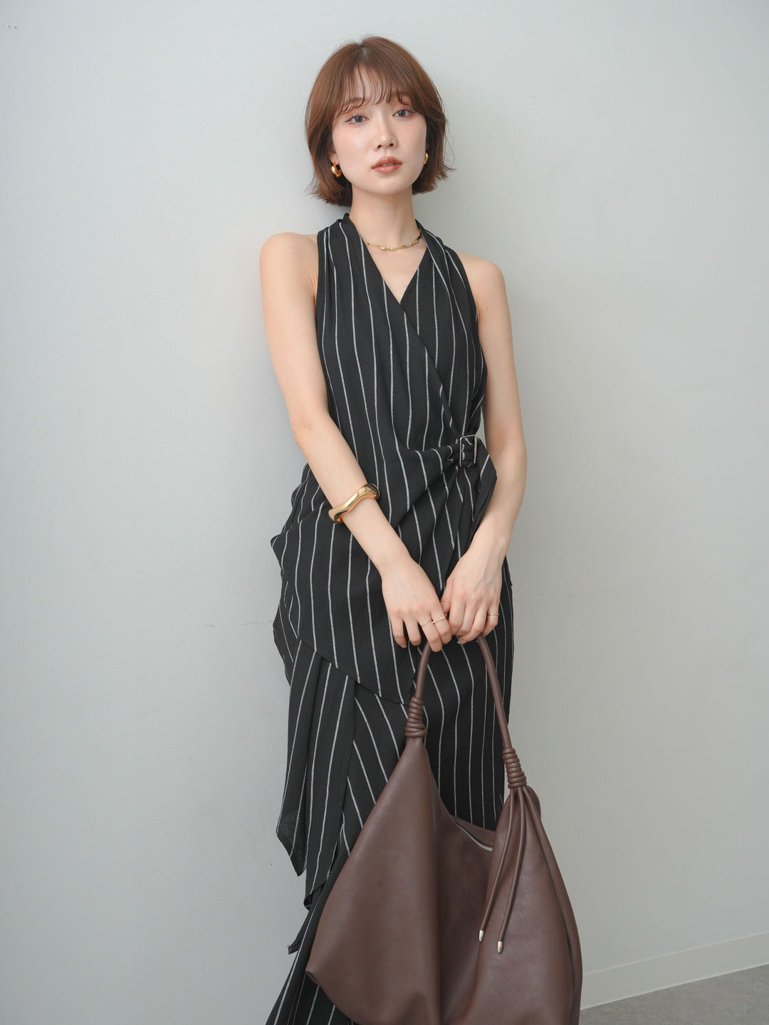[SET]ストライプカシュクールジレ+選べるアクセセット(2set)
