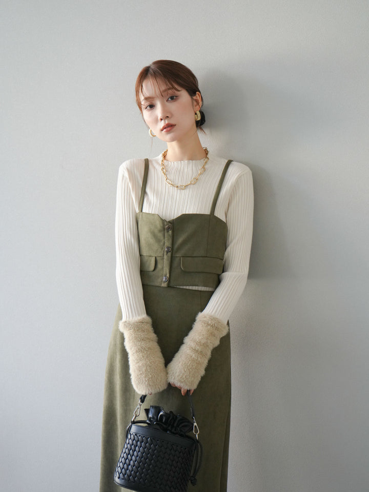 [SET]スウェードビスチェ+スウェードIラインスカート(2set)