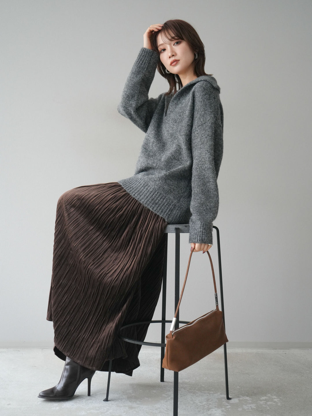 [SET]スキッパーニットプルオーバー+選べるアクセセット(2set)