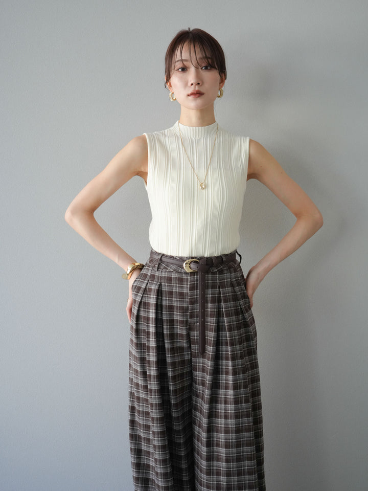 [予約]スリーブレスランダムリブニットトップス/アイボリー