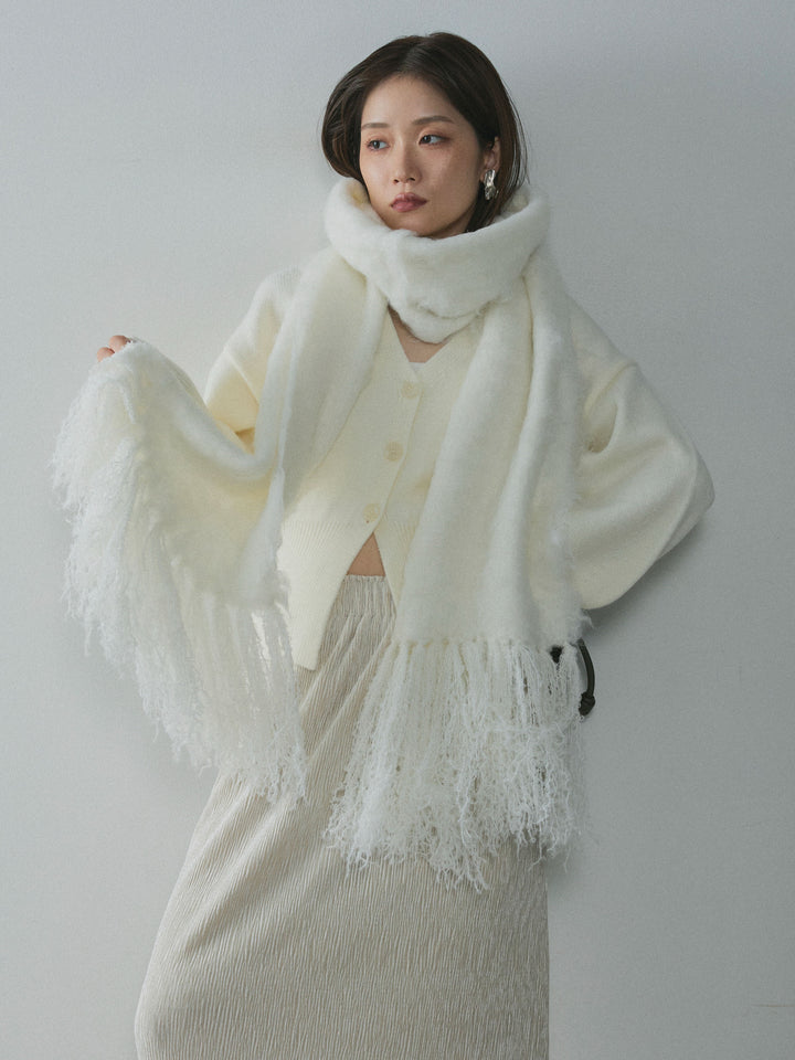 [予約]アルパカタッチVネックカーディガン/ivory