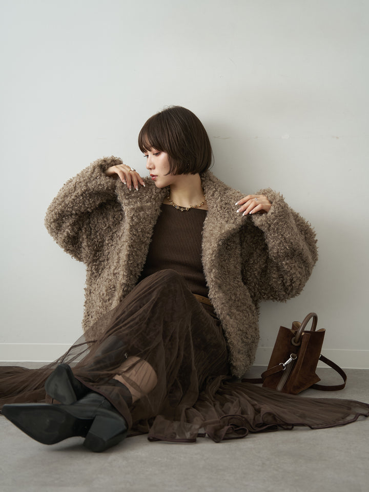 [予約]プードルファースタンドカラージャケット/beige