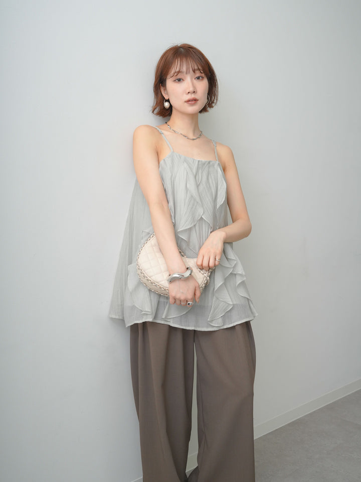 [SET]フロントラッフルシアーキャミソール+フロントラッフルシアーキャミソール(2set)