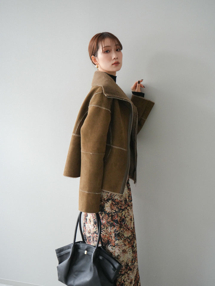 [予約]スタンドカラームートンZIPジャケット/khaki