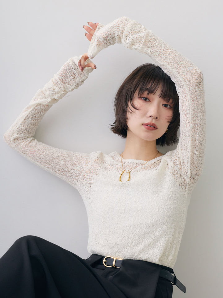 [SET]メッシュレースバックオープントップス+選べるアクセセット(2set)