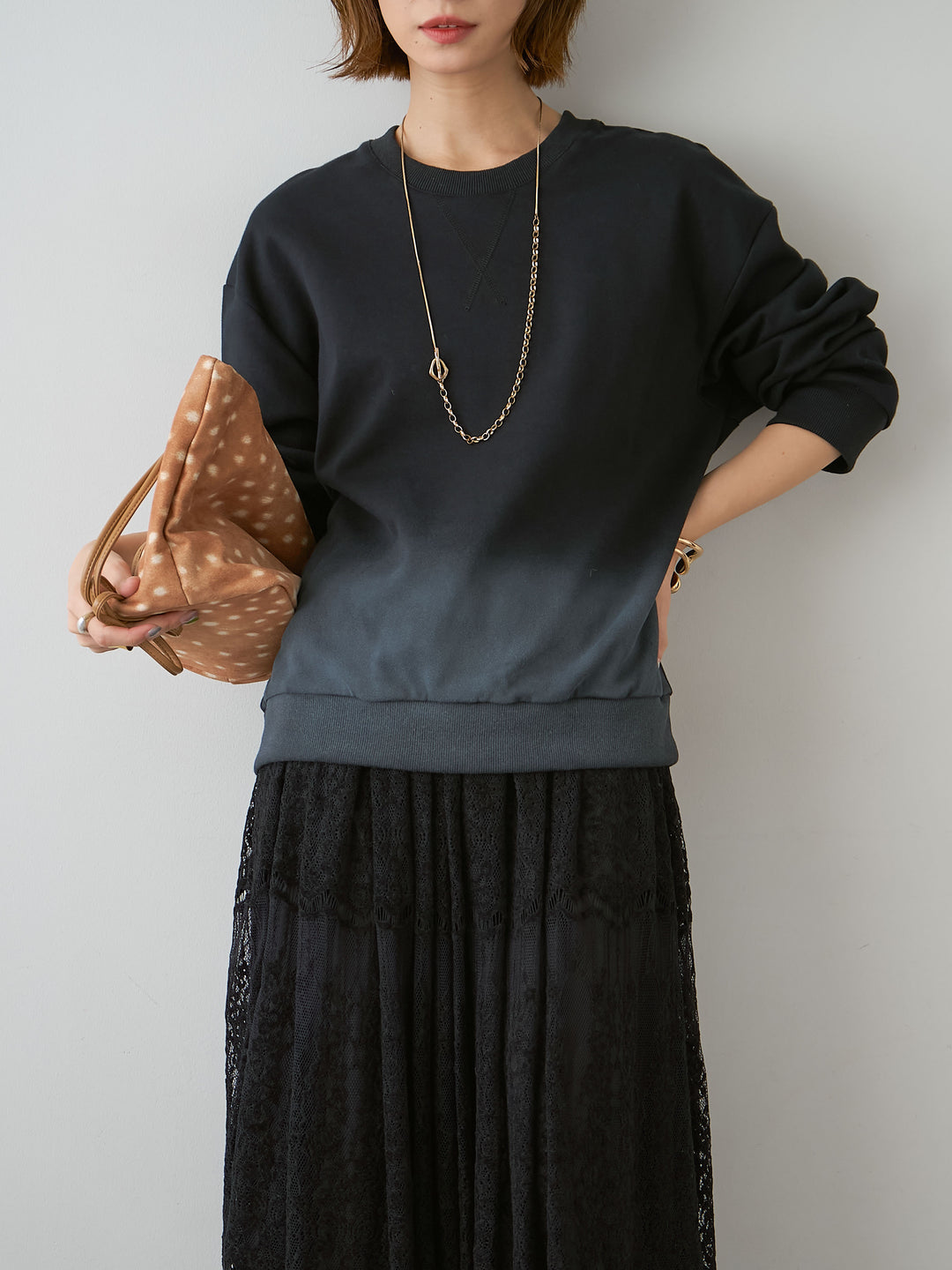 [予約]グラデーションスウェットプルオーバー/black