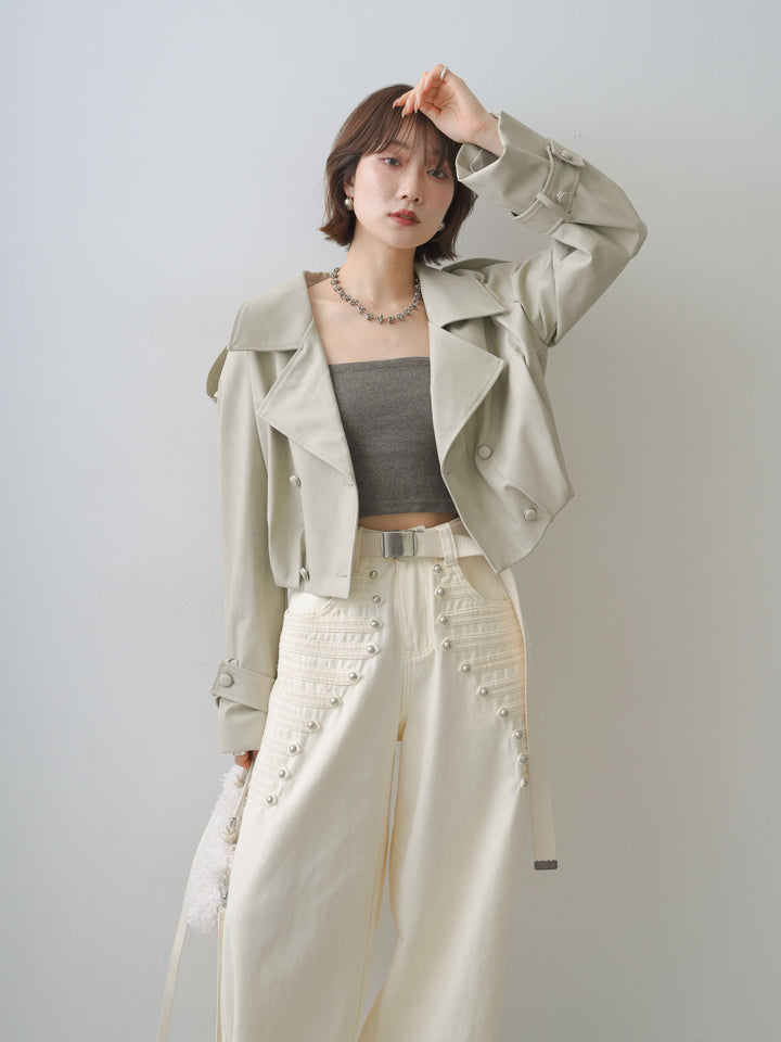 [SET]レザークロップブルゾン+レザークロップブルゾン(2set)