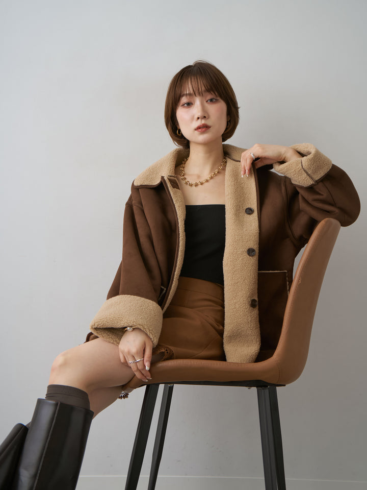 [予約]スエード×ボアムートンリバーシブルジャケット/beige