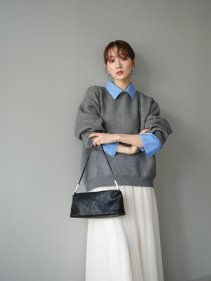 [予約]2WAY襟ニットプルオーバー/gray