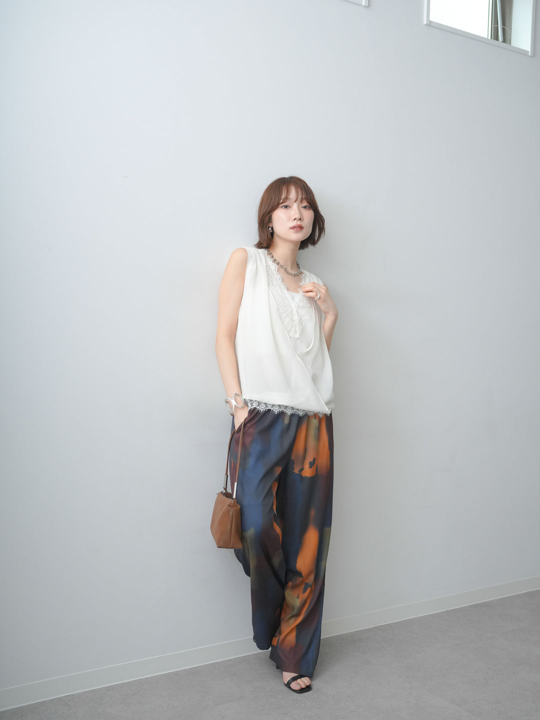 [SET]レースレイヤードカシュクールノースリブラウス+レースレイヤードカシュクールノースリブラウス(2set)