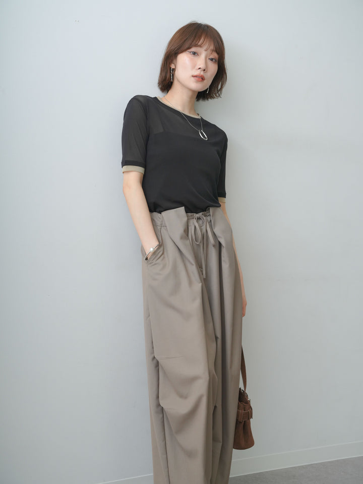 [SET]トリムレイヤードシアー半袖トップス+トリムレイヤードシアー半袖トップス(2set)
