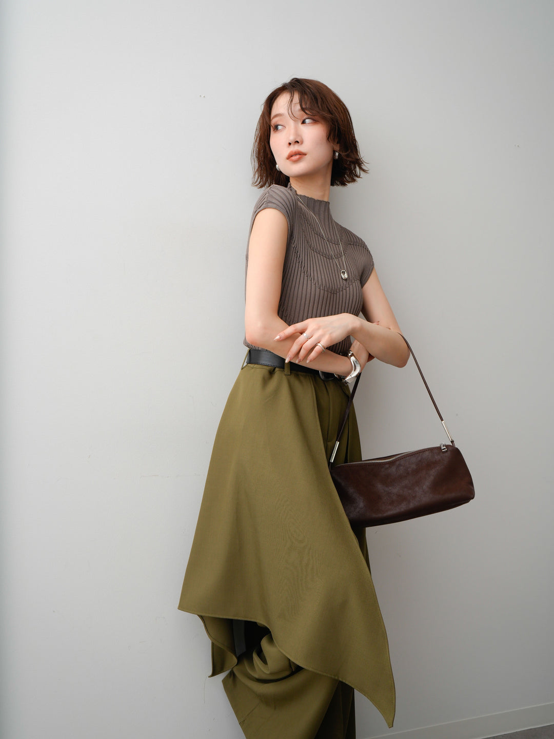 【套裝】Mode Line 羅紋法式針織上衣 + Mode Line 羅紋法式針織上衣（兩件套）