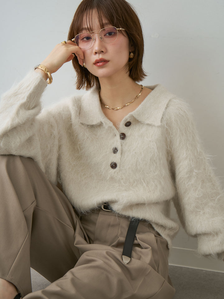 [SET]ヘンリーシャギーニットトップス+ヘンリーシャギーニットトップス(2set)