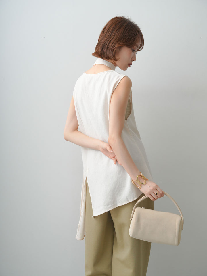 [SET]タイ付アシメヘムノースリトップス+リラックスドレープスウェットパンツ(2set)