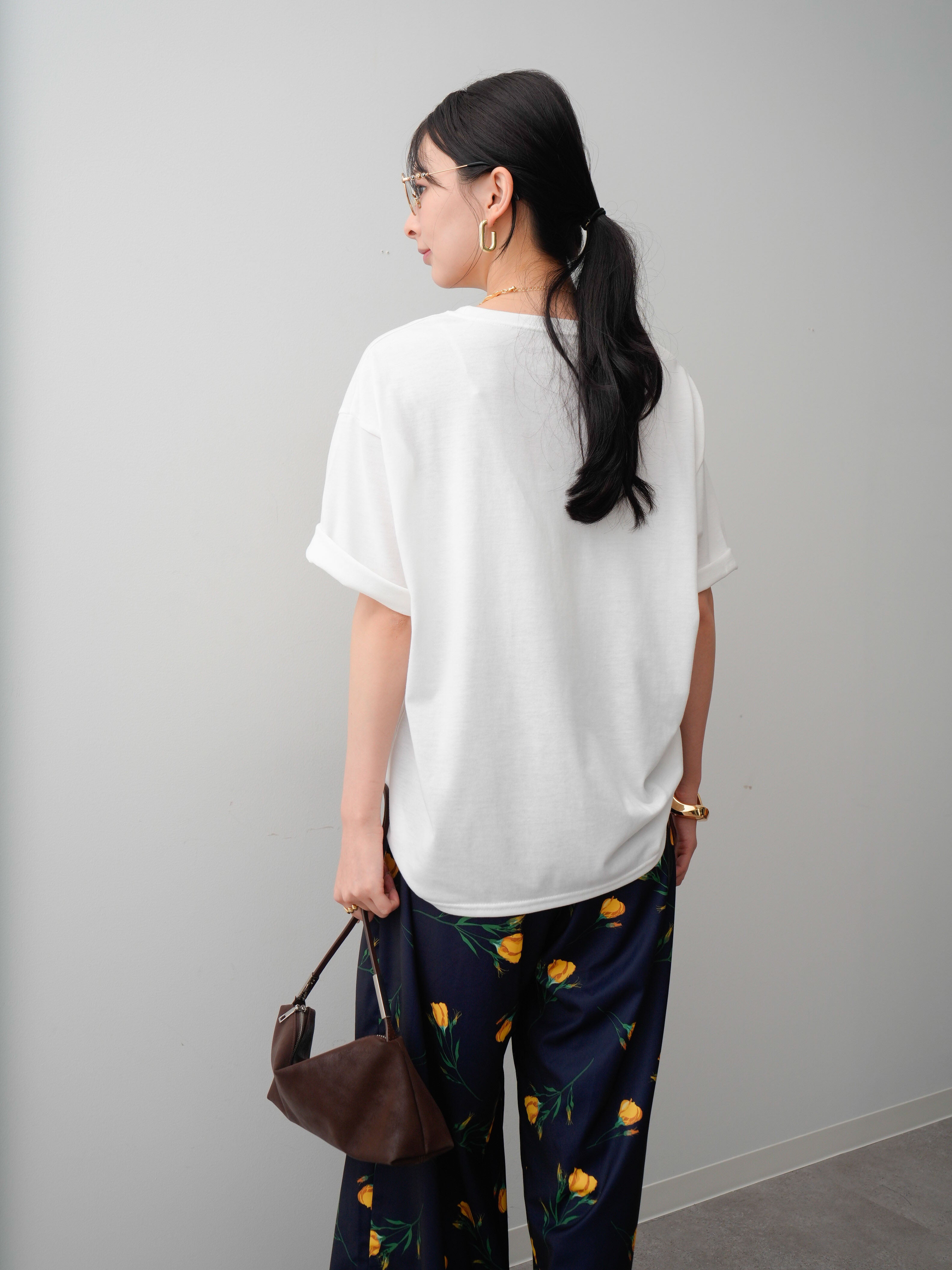 SET]フラワーフォトTEE+フラワープリントドレープタックパンツ(2set