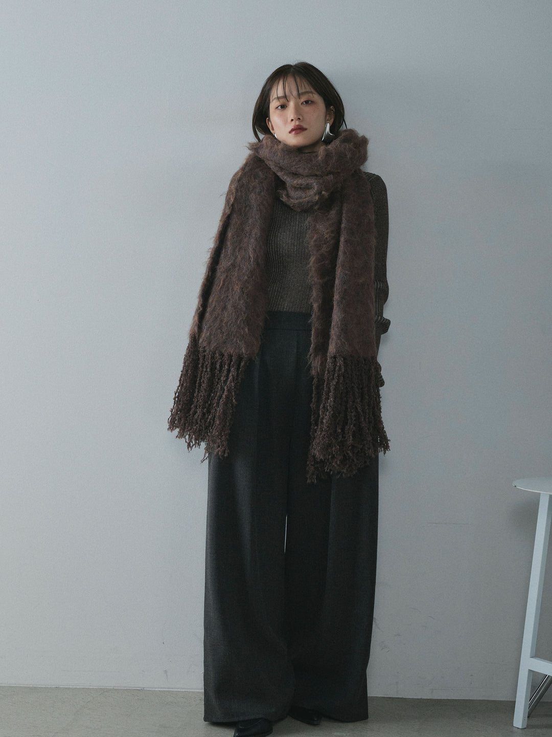 [予約]プレーティングハイネックプルオーバー/brown