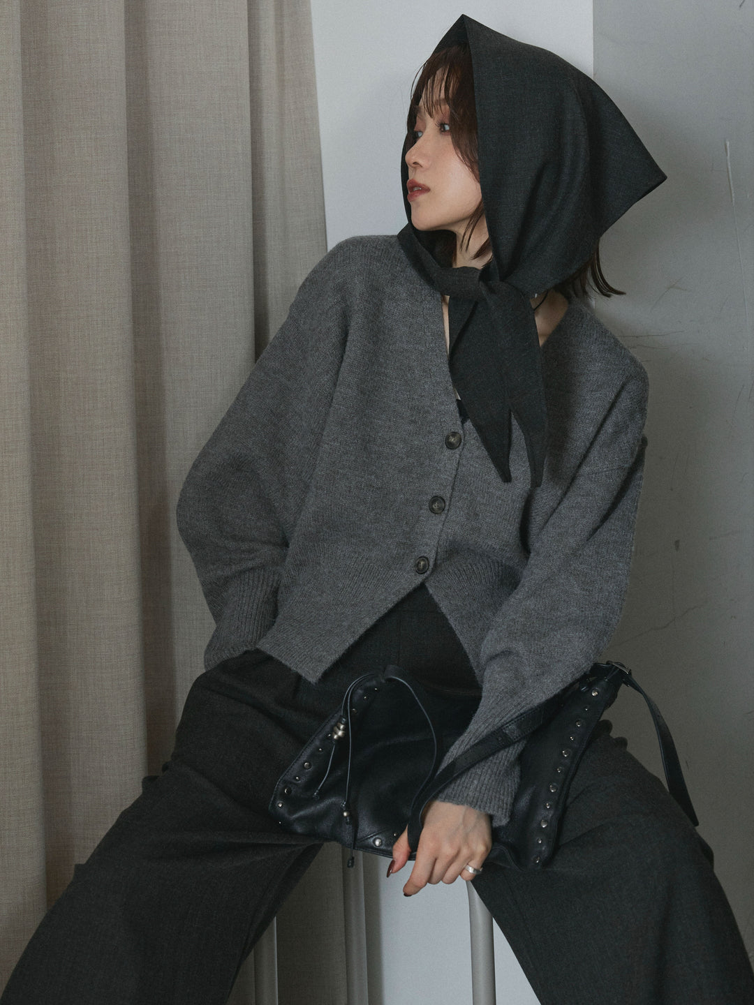 【Allure】[SET]アルパカタッチVネックカーディガン+アルパカタッチVネックカーディガン(2set)